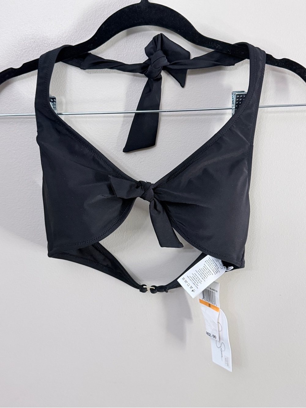 Jessica Simpson Front Tie Halter Bikini Top Black S